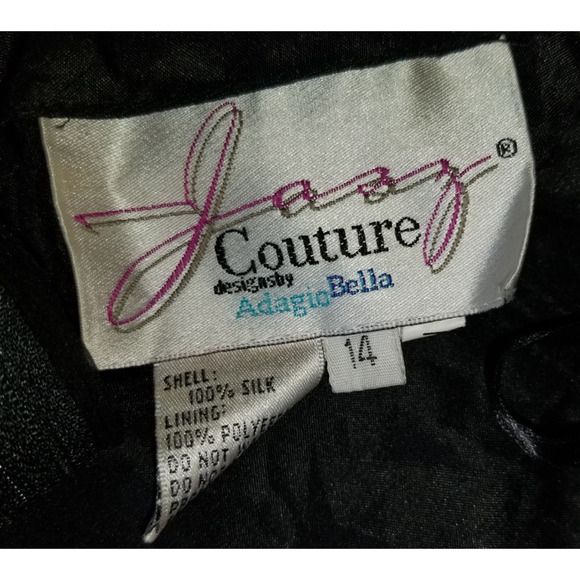 VINTAGE Womens Dress-JASZ COUTURE by ADAGIO BELLA-black silk beaded gown maxi-14 - Picture 8 of 8